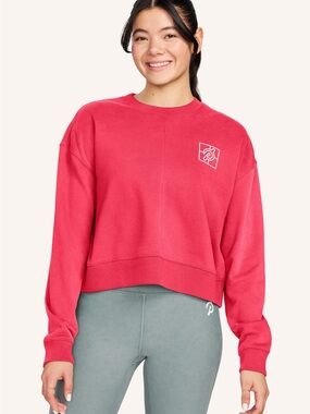 Peloton Soft French Terry Crop Crewneck Sweatshirt Pink NWT Sz S